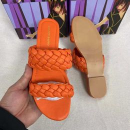 Slippers Summer Double Braid Modern Sandals Women 2024 New Flat Slides Leather Fashion Casual Slip on Woman Outdoor Beach Shoes H240416 V4C8