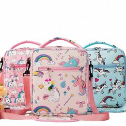 unicorn Lunch Bag Animals Cute Carto Fridge Thermal Insulati Bag Adjustable Shoulder Strap Children's School Student Travel J2IO#