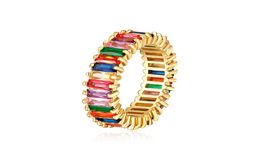 Women Men 69 Gold Plated Rainbow Love Rings Wedding Ring Micro Paved 7 Colours Flower Jewellery Lover Gift2721972