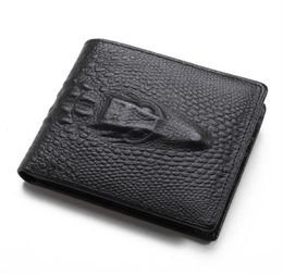 High quality fashion short bifold purse 3d crocodile skin black brown men genuine leather designer wallets229S4749528