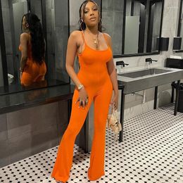 Women's Jumpsuits European And American Style Spring U-Collar Backless Slim Fit Solid Color Sling