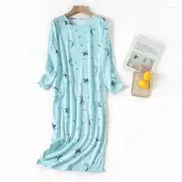 Women's Sleepwear Comfort Printed Summer Nightshirts S-XL Cotton T-shirt Nightgowns Shirt 65% Sleep Spring Sleepshirts