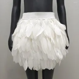 Skirts Festival Faux Feather Skirt Punk Gothic Style Stage Performance Mini Short Costumes Clothing