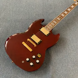 electric guitar Mahogany body and neck,gold hardware,wine red with rosewood fingerboard, free shipping