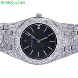Swiss Luxury Watches Ladies Audemar Pigue Royal Oak 35mm S. Stainless Steel Black Dial Diamond Watch HBTR