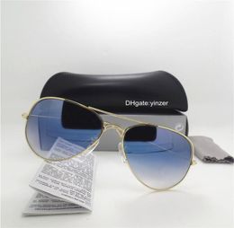 Quality Glass Lens Sunglasses Women Men UV400 Unisex Eyewear Gradient Pilot Luxury 58MM 62MM Mirror Vintage Goggle With Box Case4817216
