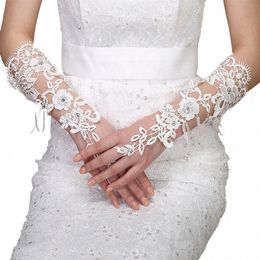 womens' Lace Wedding Gloves Fingerl Bridal Gloves Lg Floral Glove Party Prom Glove Accories for Women and Brides e1jX#