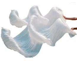 Stage Wear Selling Silk Unisex High Quality Chinese Veil Dance Fans 1Pair Belly Pure White Color 180 90cm