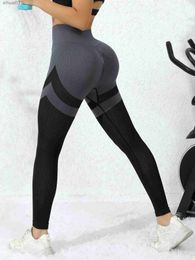 Active Pants Women Colour Blocked Scrunch Butt Lifting Leggings Seamless High Waisted Workout Yoga PantsL2403