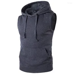 Men's Hoodies Solid Colour Hooded Sweatshirts Men 2024 Brand Streetwear Sleeveless Harajuku Casual Hoodie Sweatshirt Jacket