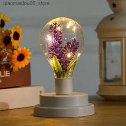 Lamps Shades LED night light with green plant copper wire battery power supply used for desktop bedside childrens bedroom home decoration night light Q240416