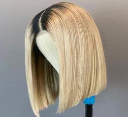 BOB Lace Front Wigs Full Lace Wigs 1b613 Blonde Colour Straight Middle Part Pre Plucked Natural Hairline for Baby Hair9446011