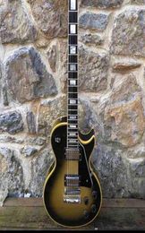 Custom Shop Gold Silver Burst Yellow VB Electric Guitar 5 Ply Yellow Cream Body Binding Chrome Hardware3473144