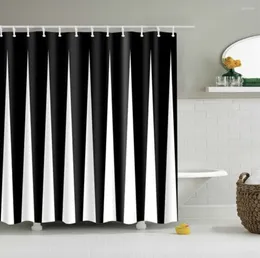 Shower Curtains Black And White Stripes Pattern Curtain Waterproof Bathroom With Hooks Abstract Of Geometry Bath Decor