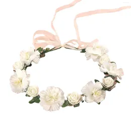 Headpieces Flower Hairband Garland Bohemian Simulated Fabric And Leaf Wreath For Women Party Hairstyle Making