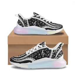 Casual Shoes Air Cushion With Black Piano Key Design Comfortable And Soft Sneakers For Music Lovers Colour Gradient Thick