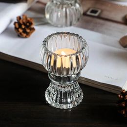 Candle Holders Creative Light Luxury Glass Candlestick European Retro Home Decoration Romantic Bar Skirt Double Use Cup Holder Ornament