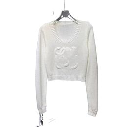 Women o-neck long sleeve knitted high waist flower jacquard desinger short sweater top knitwear SMLXL