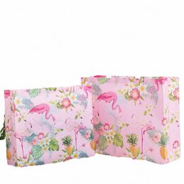 fi Pink Flamingo Printed Shop Bag N-Woven Fabric Eco Shop Pouch Reusable Tote Handbag Travel Grocery Folding Bags H1yu#