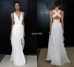 2020 Sheath Wedding Dresses Greek Goddess Brides Wear Cheap Long Split Full Length Skirt Bohemian Boho Bridal Gowns8514026