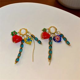 XIALUOKE Geometric Full Colour Beads Heart-shaped Earclip Earrings For Women Bohemia Personality Earring Party Jewelry 240416