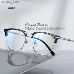 Sunglasses Radiation Resistant Near Sight Eyewear Luxury Square Frame Myopia Glasses Office Women Men Anti-blue Light Short Sight Glasses Y240416