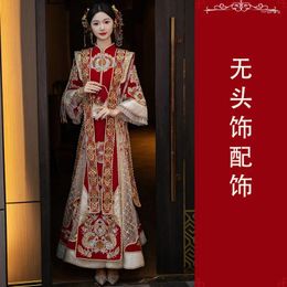 Ethnic Clothing Chinese Trend Wedding Dress High-End Costume Traditional Bride Velour Golden Xiuhe Ceremony Couple