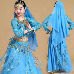 Stage Wear 4pcs Set Long Sleeve Girl Belly Dance Costumes For Girls Dress Child Dancing Clothing Kid Suit