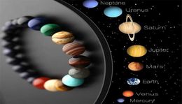 Lovers Eight Planets Natural Stone Bracelet Universe Chakra Galaxy Solar System Beads Bracelets for Men Women Jewelry1832003