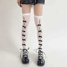 Sexy Socks Gaono Women Sexy Lace Calf Socks Summer Hollow Bows Over Knee Socks Princess Socks Thigh High Lace Stocking for Lady Girls 240416