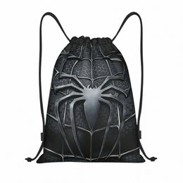 custom Spider Web Drawstring Bags for Shop Yoga Backpacks Men Women Sports Gym Sackpack F0CW#