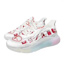 Casual Shoes INSTANTARTS Equipment Print Female Air Cushion High Quality White Women's Sneakers Cushioning Non Slip Thick