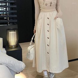 Skirts 2024 Summer Loose Casual Solid Color KPOP Fashion Style Women Mixed Robes Cotton Buttons Harajuku Oversized Y2K Chic Dresses