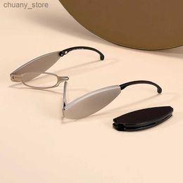 Sunglasses New Portable Anti Blue Light Folding Reading Glasses With Case Men Women Telescopic Presbyopia Eyeglasses Elderly Glasses Y240416