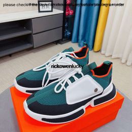 H Shoes Famous Men Casual Shoes Bouncing Running Sneakers Italian Originals Elastic Band Low Top Rubber Mesh Leather Designer Breathable Non-Slip Athletic EU 38-45