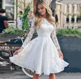 Casual Dresses EWSFV 2024 Autumn And Winter Women Sweet Cute Round Neck Lace Long Sleeve Sexy Slim White Dress