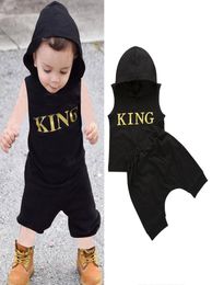 kids designer clothes boys outfits children letter KING Hooded topsshorts 2pcsset 2019 Summer fashion baby Clothing Sets C67656154225