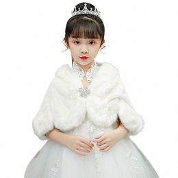 little Girl Wedding Fur Wrap Winter Warm Children Prom Party Keep Warm Coat Kids Shawl q0vJ#