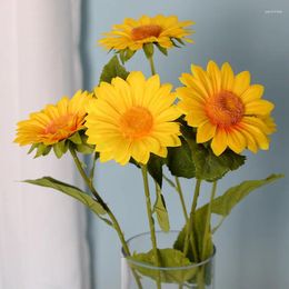 Decorative Flowers Artificial Sunflower Branch Autumn Weddings Decor Bridal Wedding Bouquet Party Supplies Accessories Fake Plastic Stem