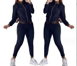 Women's sportswear, women's pants, women's designer sportswear, autumn/winter gold-plated long sleeved pants, sports set Q6161