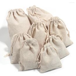 Jewellery Pouches 10 Pcs/Lot Linen Drawstring Bags Multiple Sizes Coin Money Card Holder Gift Jewellery Pouch Cosmetic Washing Storage Bag