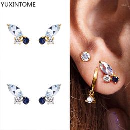 Stud Earrings 925 Sterling Silver Needle Gold Plated Butterfly Wing Diamond Simulation Insect Hook Studs Jewelry For Women