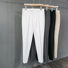 Bahar Sonbahar Takım Pantolon Erkekler Moda İş Düzenli Slim Slim Klasik Erkek Giyim Düz Renk Pantolonları 240415
