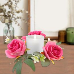 Candle Holders Candlestick Garland Flower Centrepieces Rings Wreath Artificial Rose Wedding Table