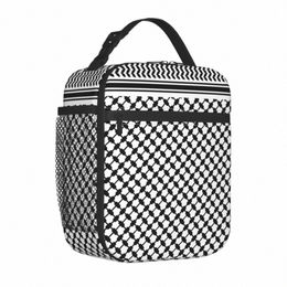 black Arab Keffiyeh Insulated Lunch Bags Thermal Bag Lunch Ctainer Palestine Palestinian Tote Lunch Box Men Women School h5OZ#