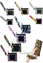 10 Design Print Leopard Neoprene Credit Card Holder Lanyard Wristlets Pouch MultiFunction Zipper Wallet With Keychain For Women Girls9799854