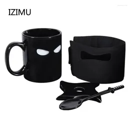 Mugs 330ml Ninja Ceramic Coffee Mug Creative With Scoop Milk Breakfast Cup Removable Insulation Cloth Cover Novelty Gift