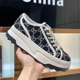 Designer Women Casual Shoes Italy high top Letter High-quality Sneaker Beige Ebony Canvas Tennis Shoe Luxury Fabric Trims with box