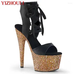 Dance Shoes 7 Inches.Sequined Waterproof Platform 17cm High-heeled Ankle Boots Stage Party Nightclub Pole Dancing