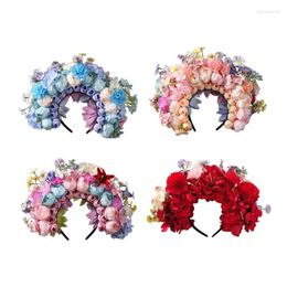 Hair Clips Bohemian Bridal Garlands Flower Headband Hairband For Women Silk Head Hoop Gift